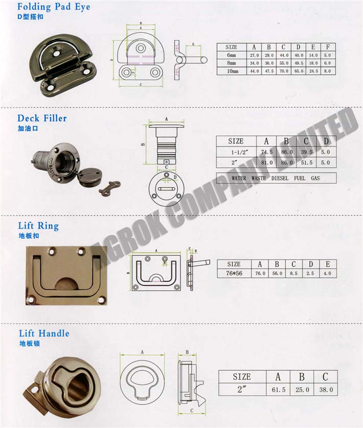 Folding Pad Eye Deck Filler Lift Ring Lift Handle