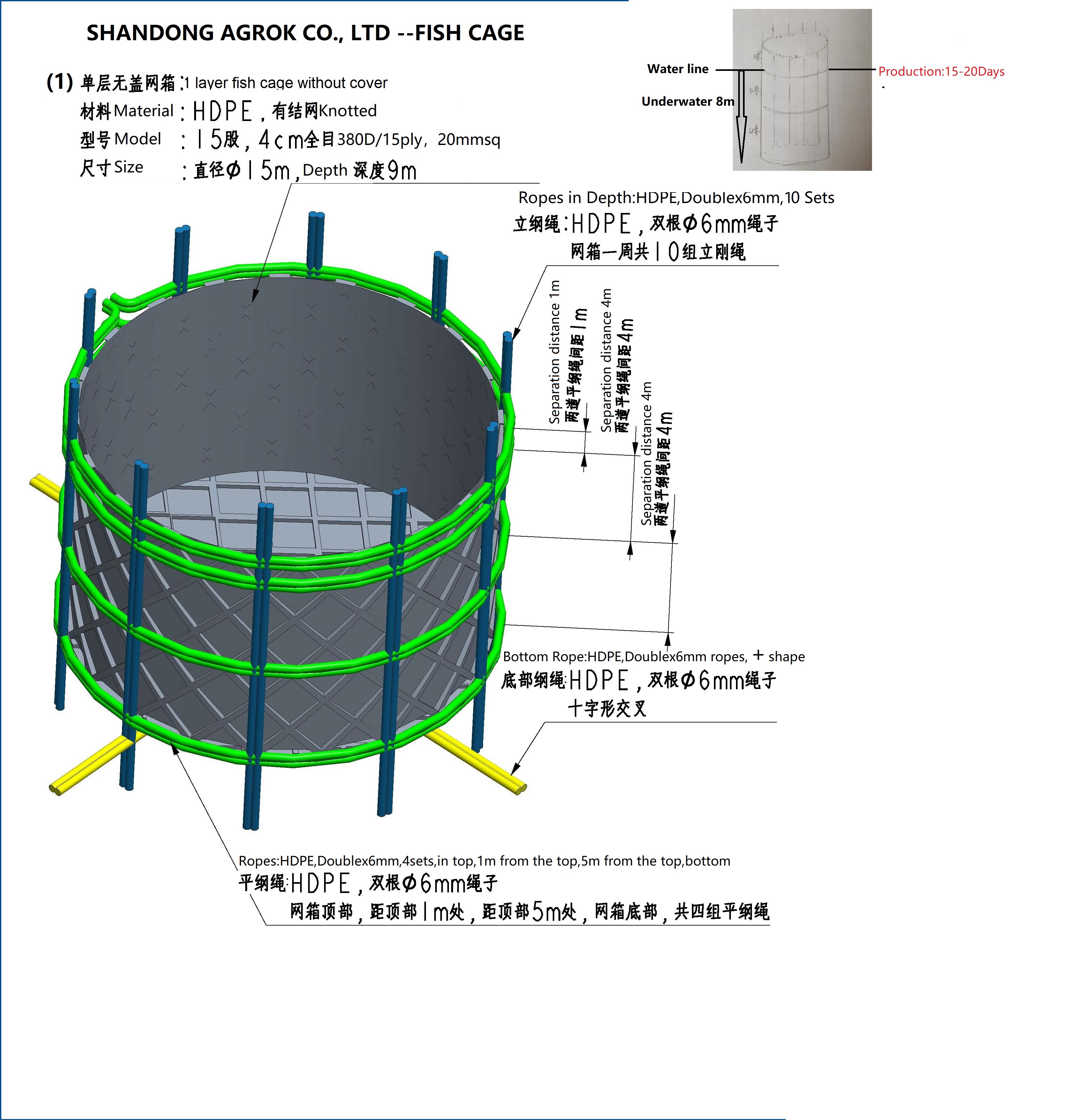AGROK 1Layer Fishing Farm Cage Net HDPE Cage Net